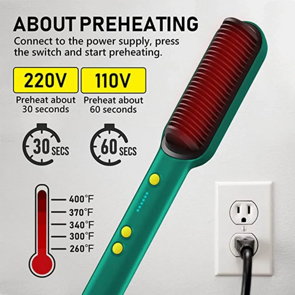 2-in-1 Hair Straightener Brush & Curling Comb – Fast Heating, Anti-Scald & Frizz-Free Styling Tool ✨