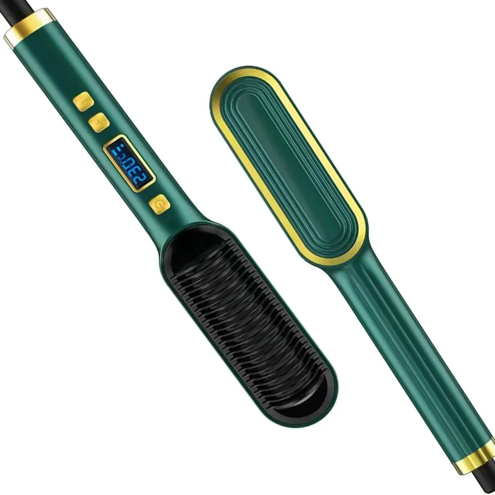 2-in-1 Hair Straightener Brush & Curling Comb – Fast Heating, Anti-Scald & Frizz-Free Styling Tool ✨