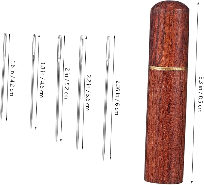 12Pcs Threading Needles with Wooden Case