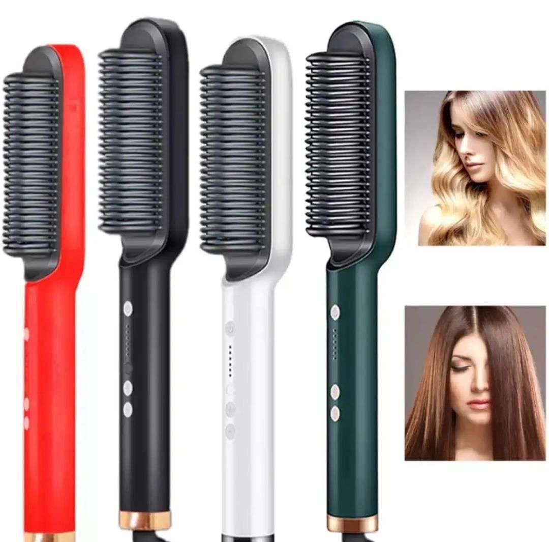 2-in-1 Hair Straightener Brush & Curling Comb – Fast Heating, Anti-Scald & Frizz-Free Styling Tool ✨