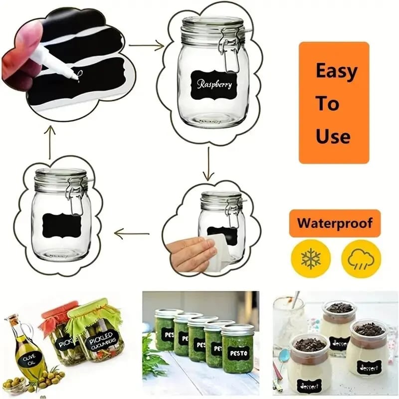 Wavy Shape Chalkboard Sticker With Pen