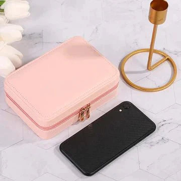 Zipper Jewelry Storage Box With Mirror
