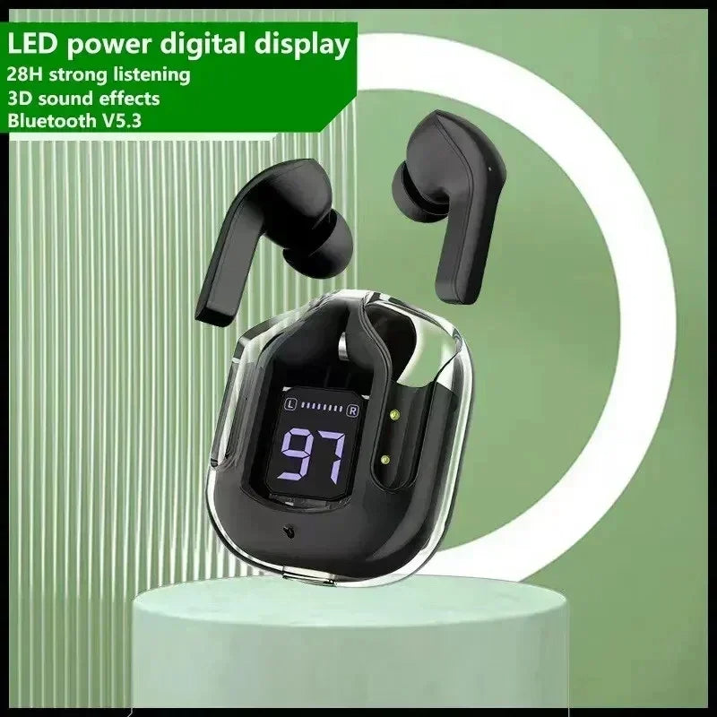 TWS Wireless Earphones – Noise Canceling, HiFi Stereo & Transparent Digital Case