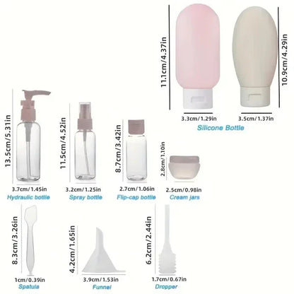 11Pcs/Set of Travel Bottles for Cosmetics and Toiletries